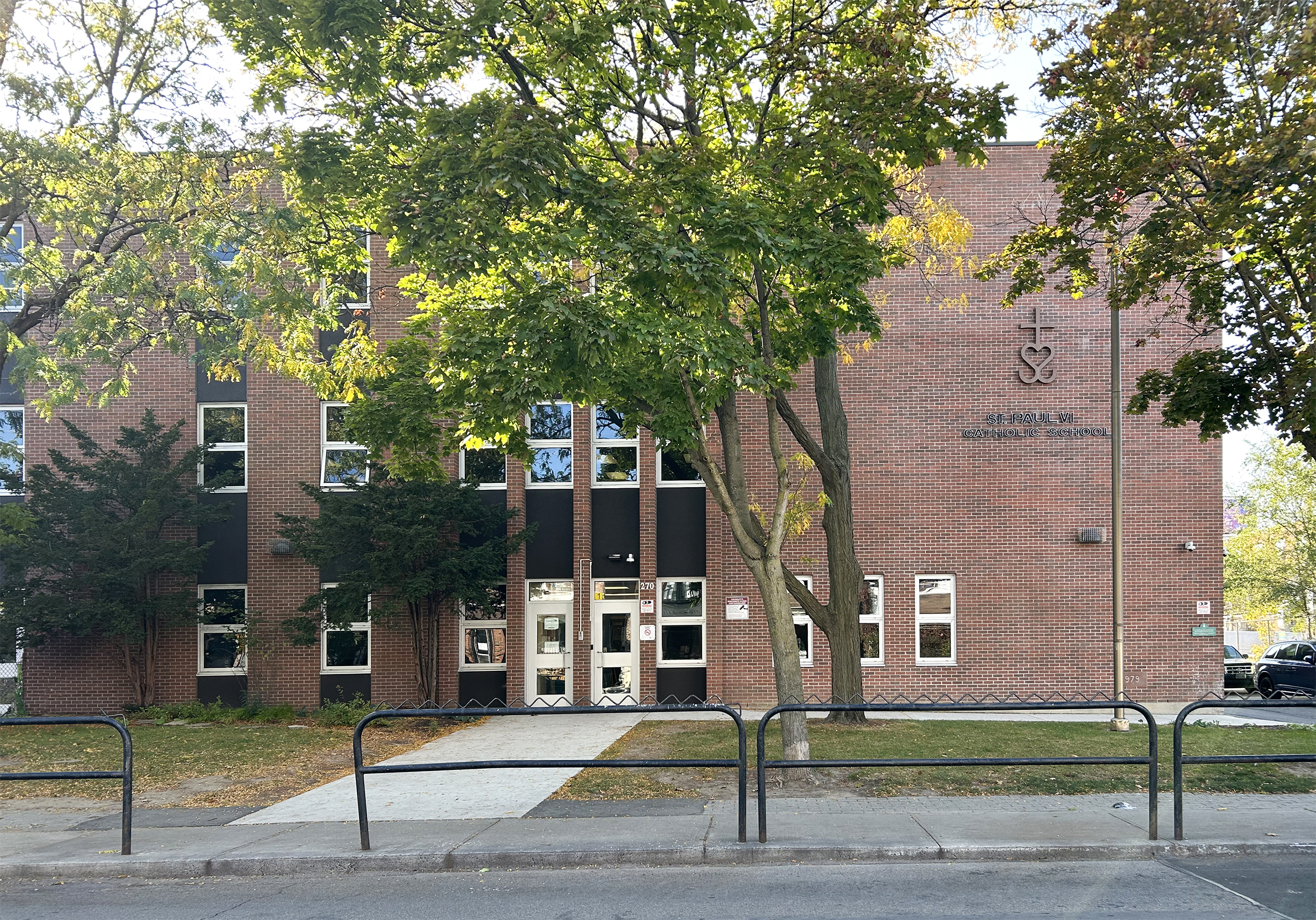 The front of the St. Paul VI Catholic School building.