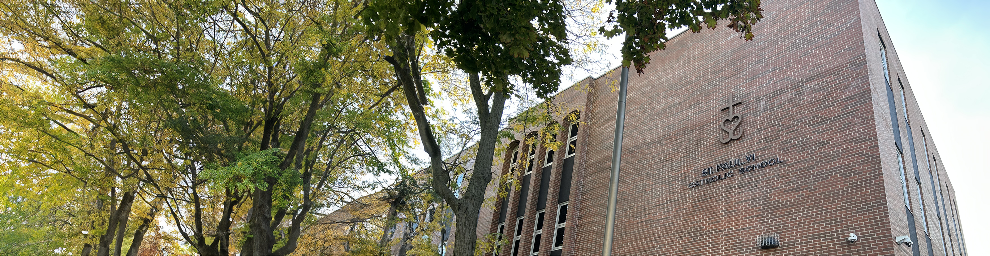 The front of the school building.