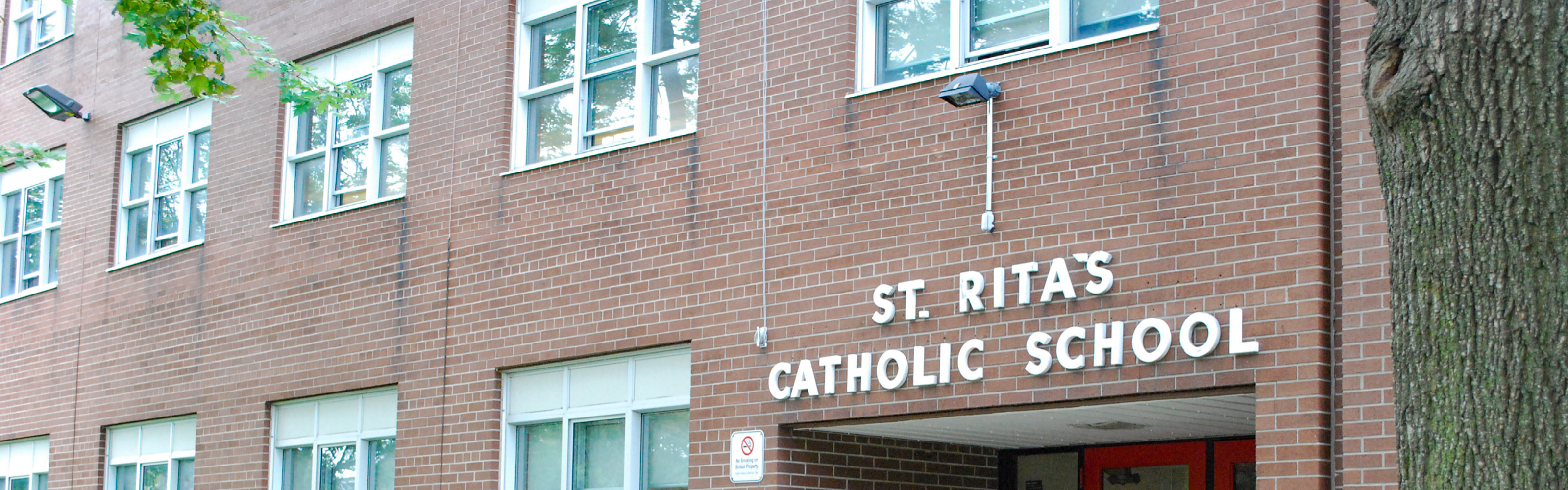 The front of the  St. Rita Catholic School building.