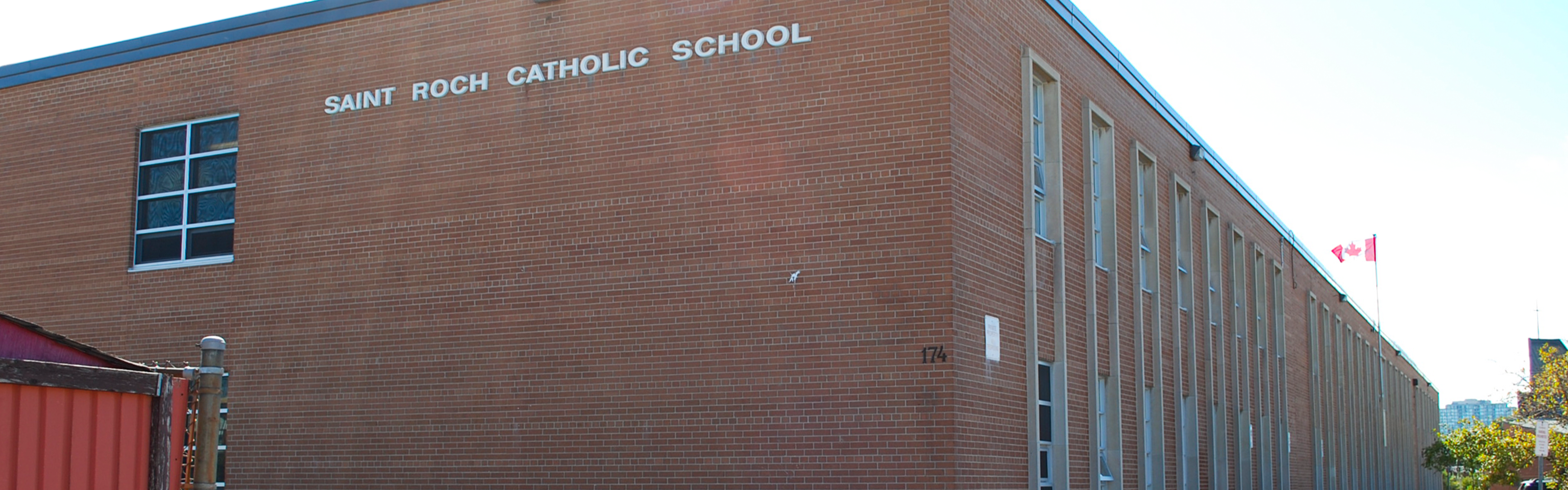 The front of the St. Roch Catholic School building.