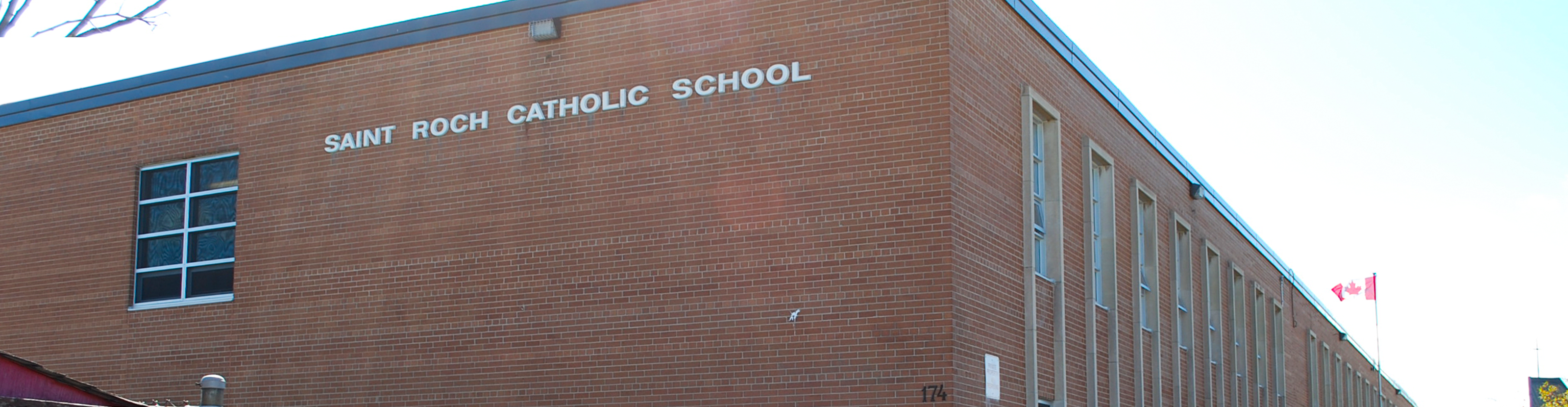 The front of the school building.