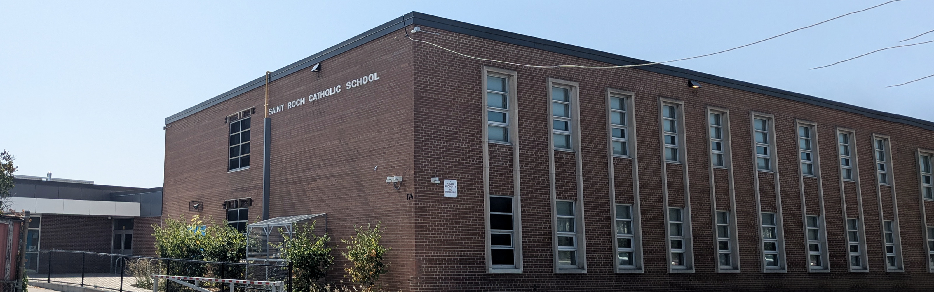 The front of the St. Roch Catholic School building.