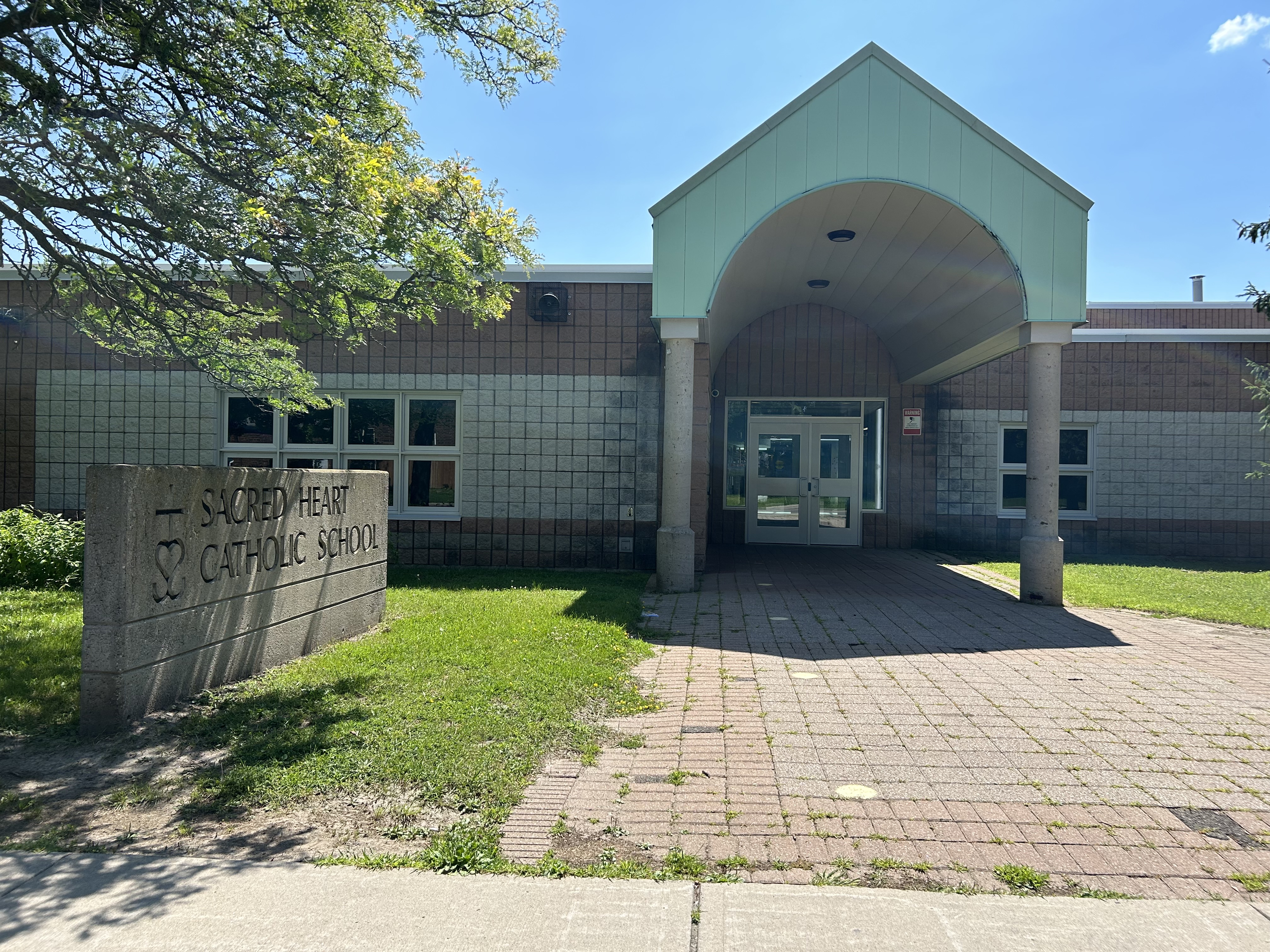 Front of the Sacred Heart Catholic School building