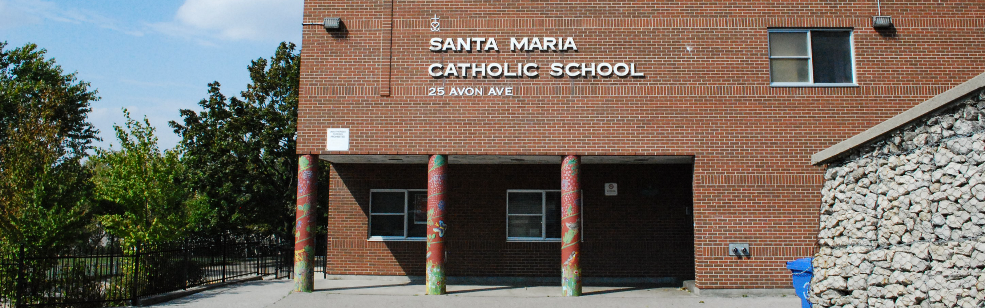 The front of the  Santa Maria Catholic School building.