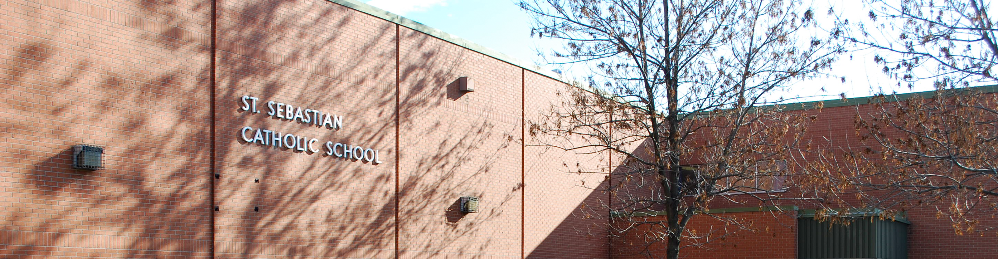 The front of the school building.