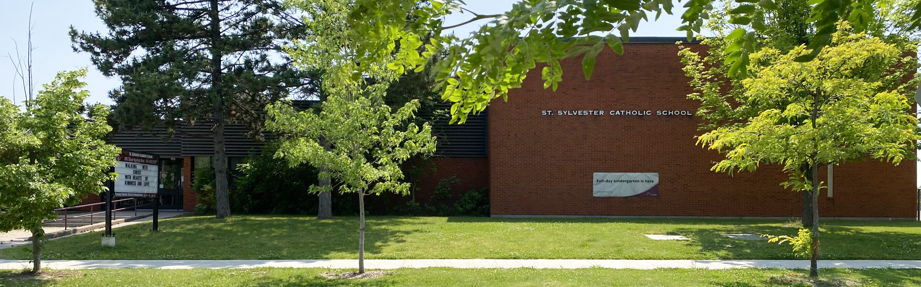 The front of the St. Sylvester Catholic School building.
