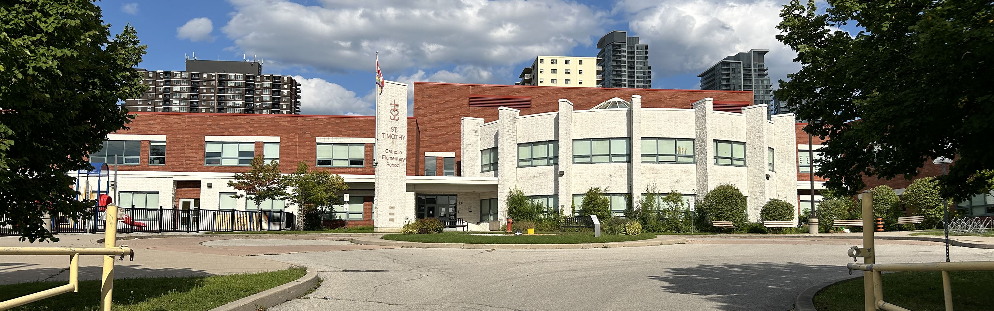 The front of the school building