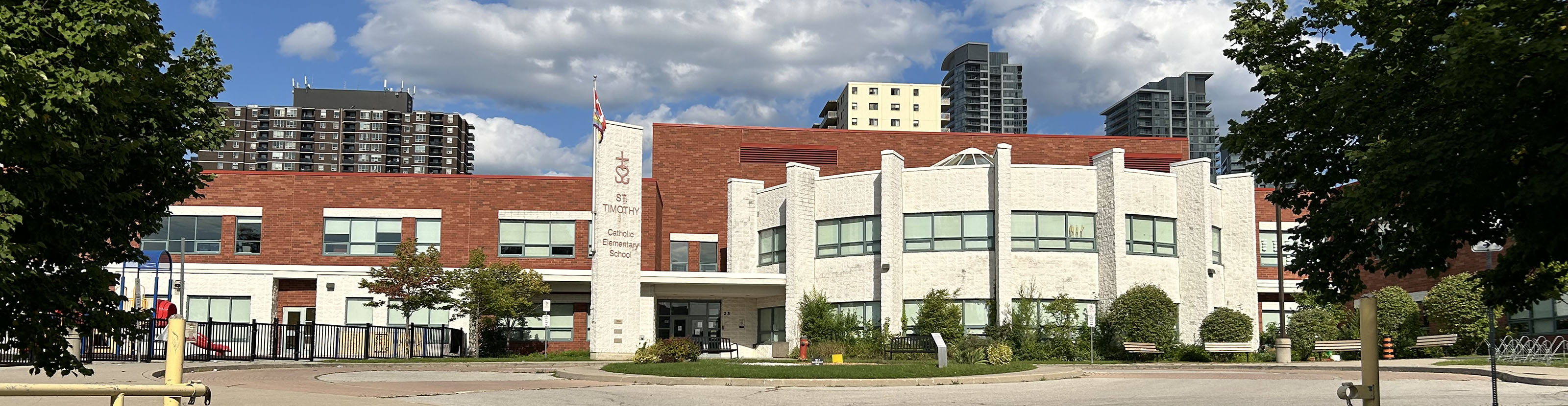 The front of the school building