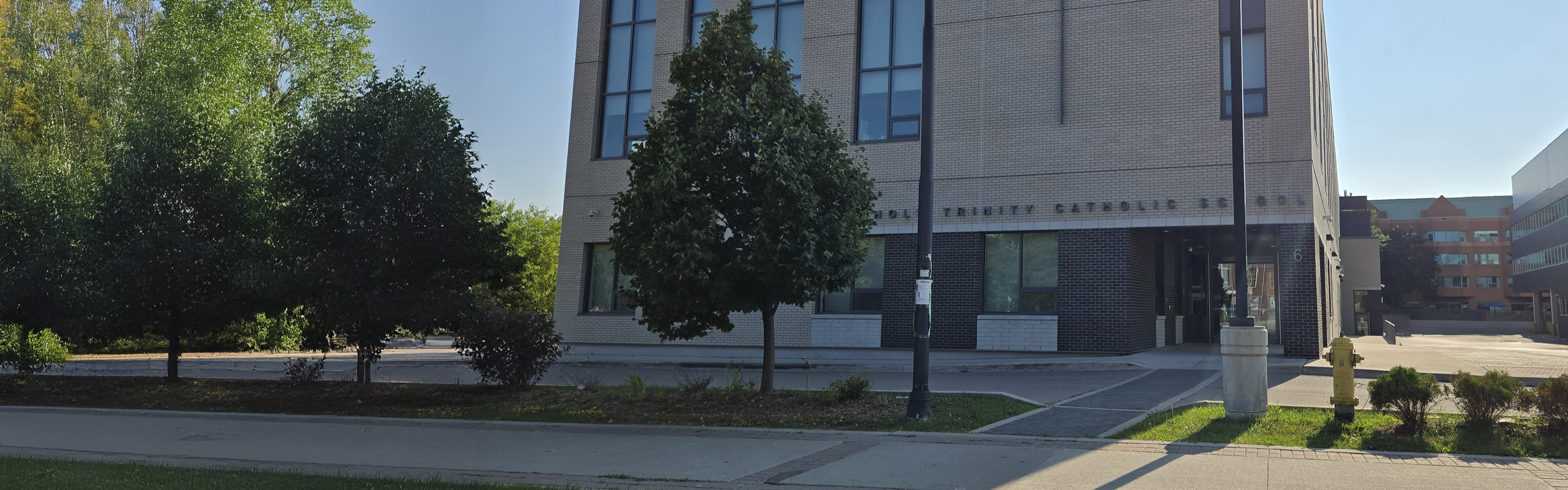 The front of The Holy Trinity Catholic School building.