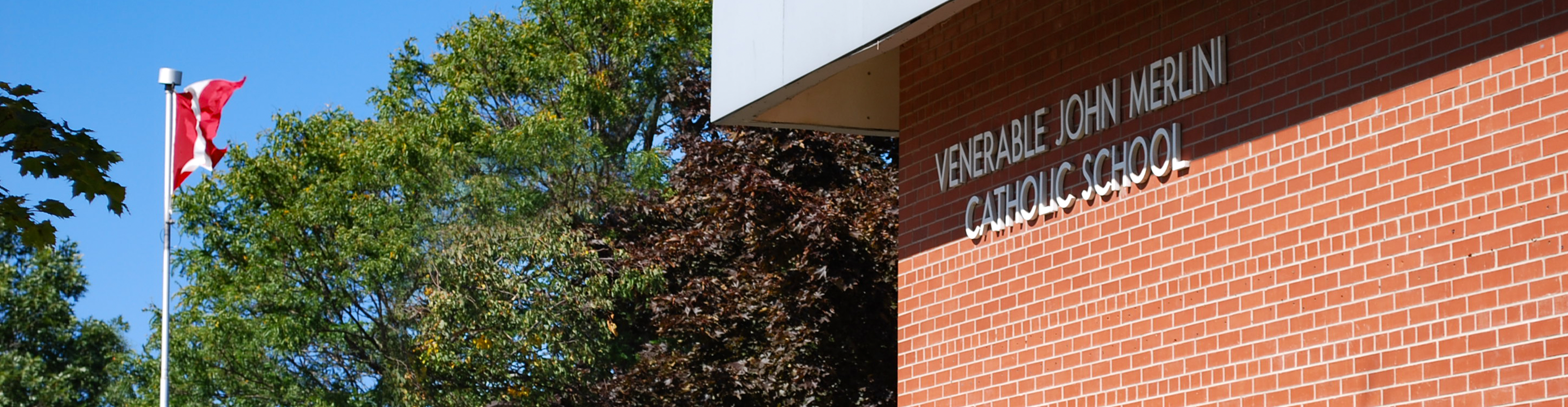 The front of the school building.