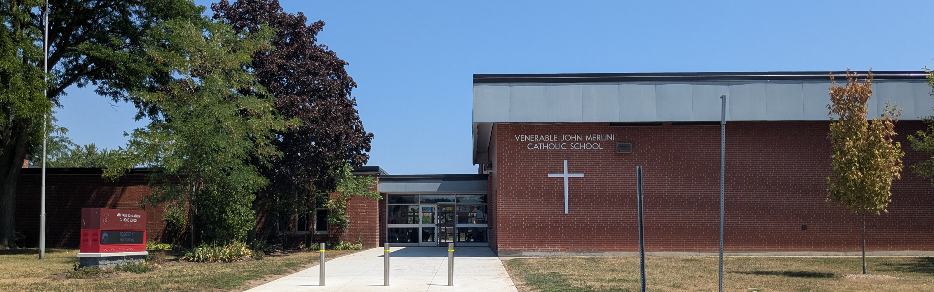 The front of the Venerable John Merlini Catholic School building.