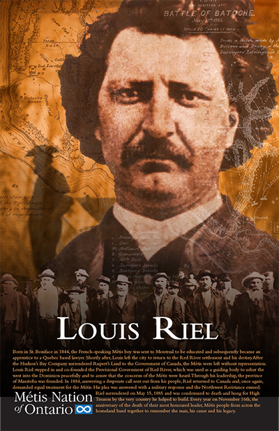 A collaged photo of Louis Riel