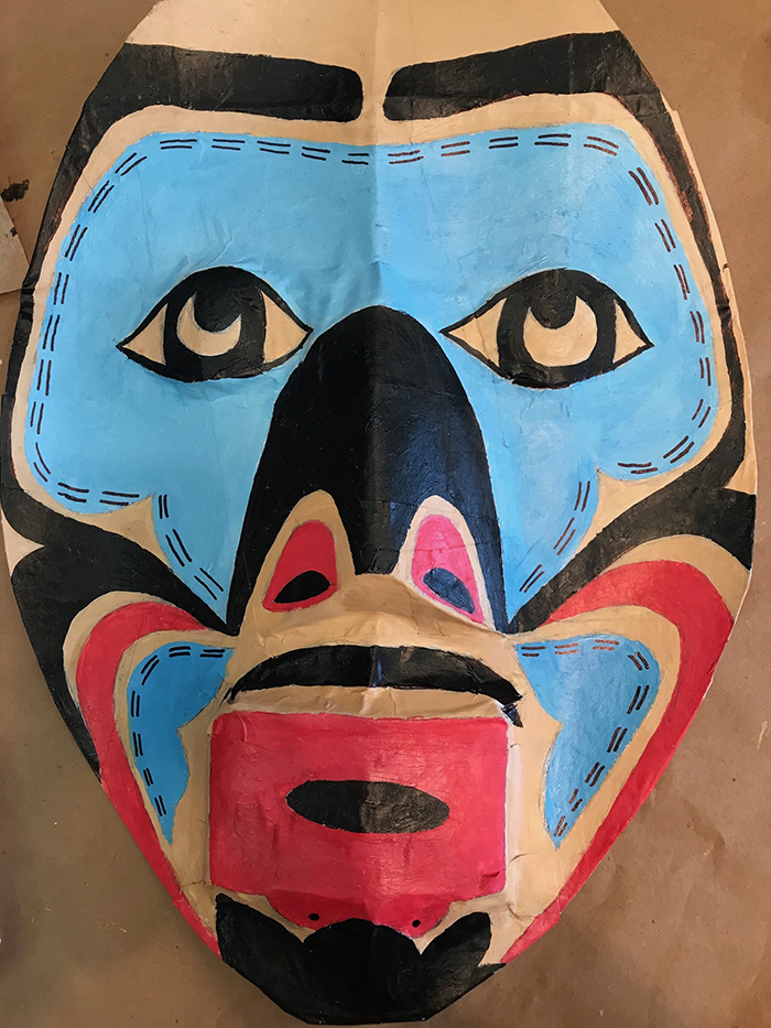 Student designed and painted Haida Mask