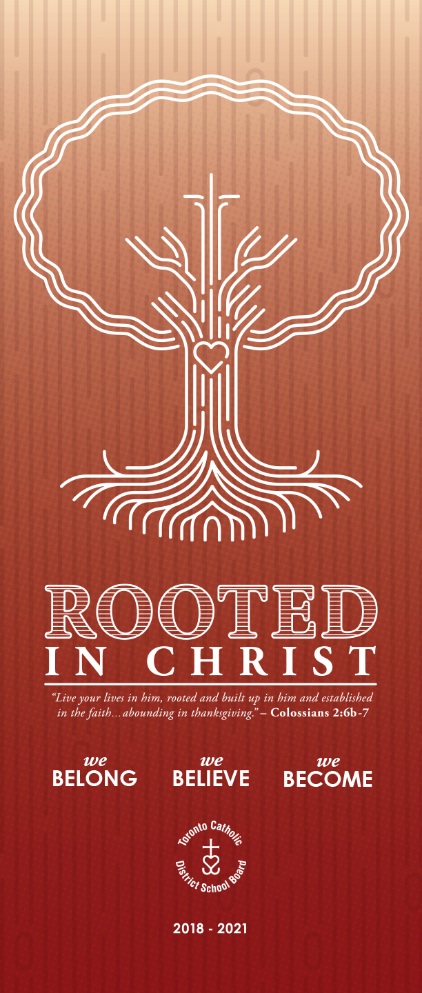 Rooted in Christ banner with the Picture of a Tree with a heart in the middle