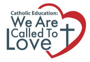 Catholic Education Week logo with a heart shape background with Catholic Educaton: We Are Called to Love written on it.