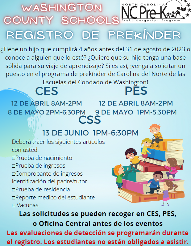 nc prek registration flyer in spanish 