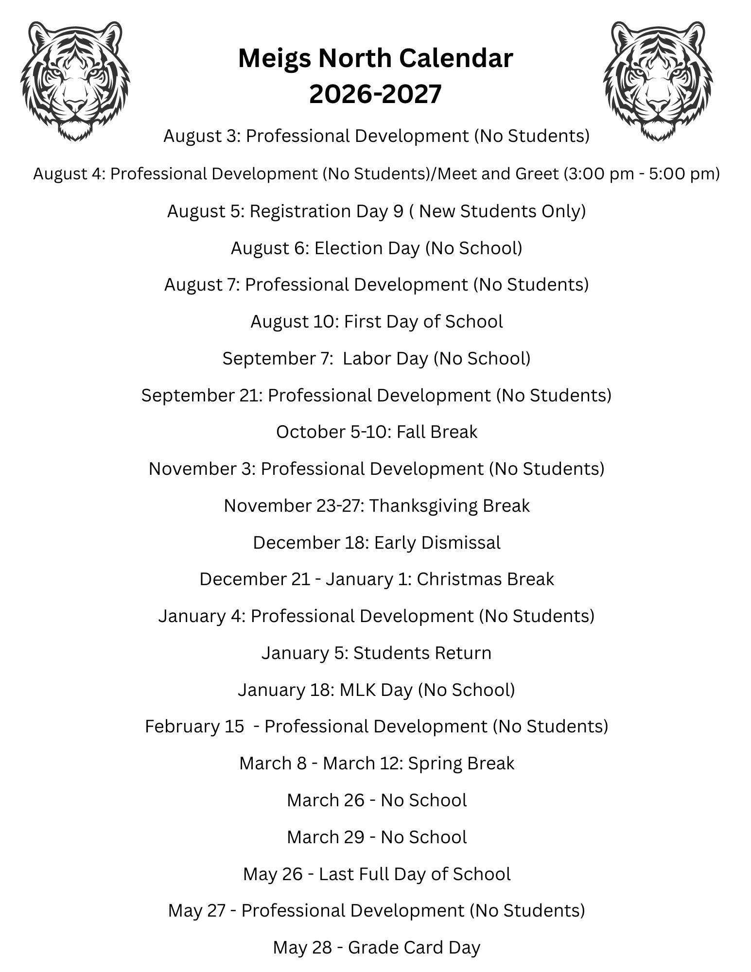 school calendar