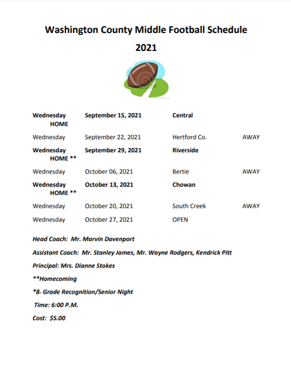 2021 Football Schedule WCMS
