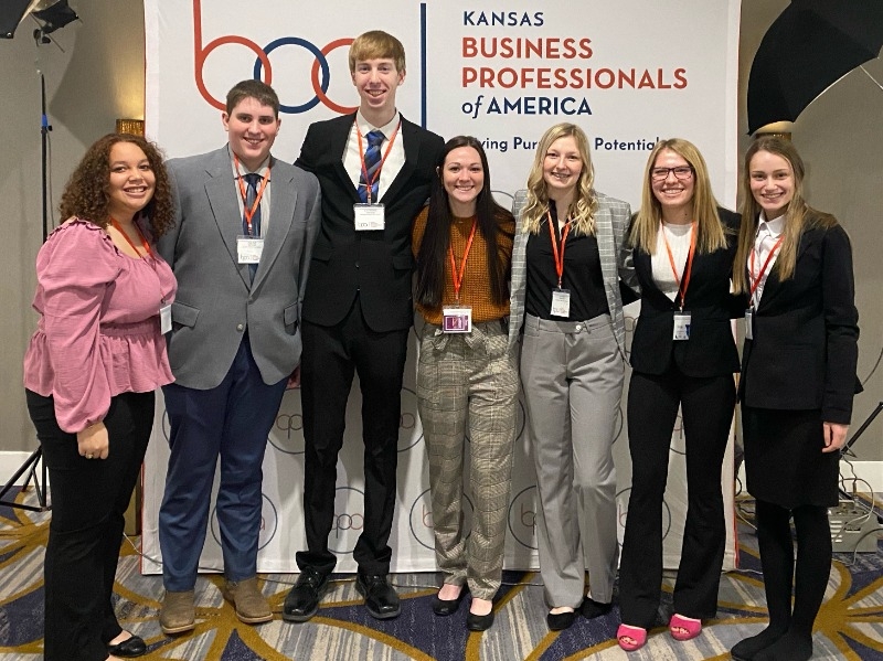 Students participating in BPA State Competitions from Doniphan West High School (L-R) Faith Collins, Kody Goff, Jacob Blanton, Taygen Reno, Lilly Clark, Lena Leatherman and Emma Albers