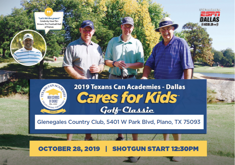 2019 Texans Can – Dallas Cares for Kids Golf Classic Three man holding golf clubs