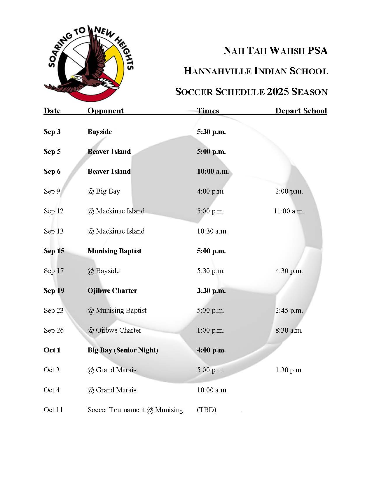 25-26 Soccer Schedule