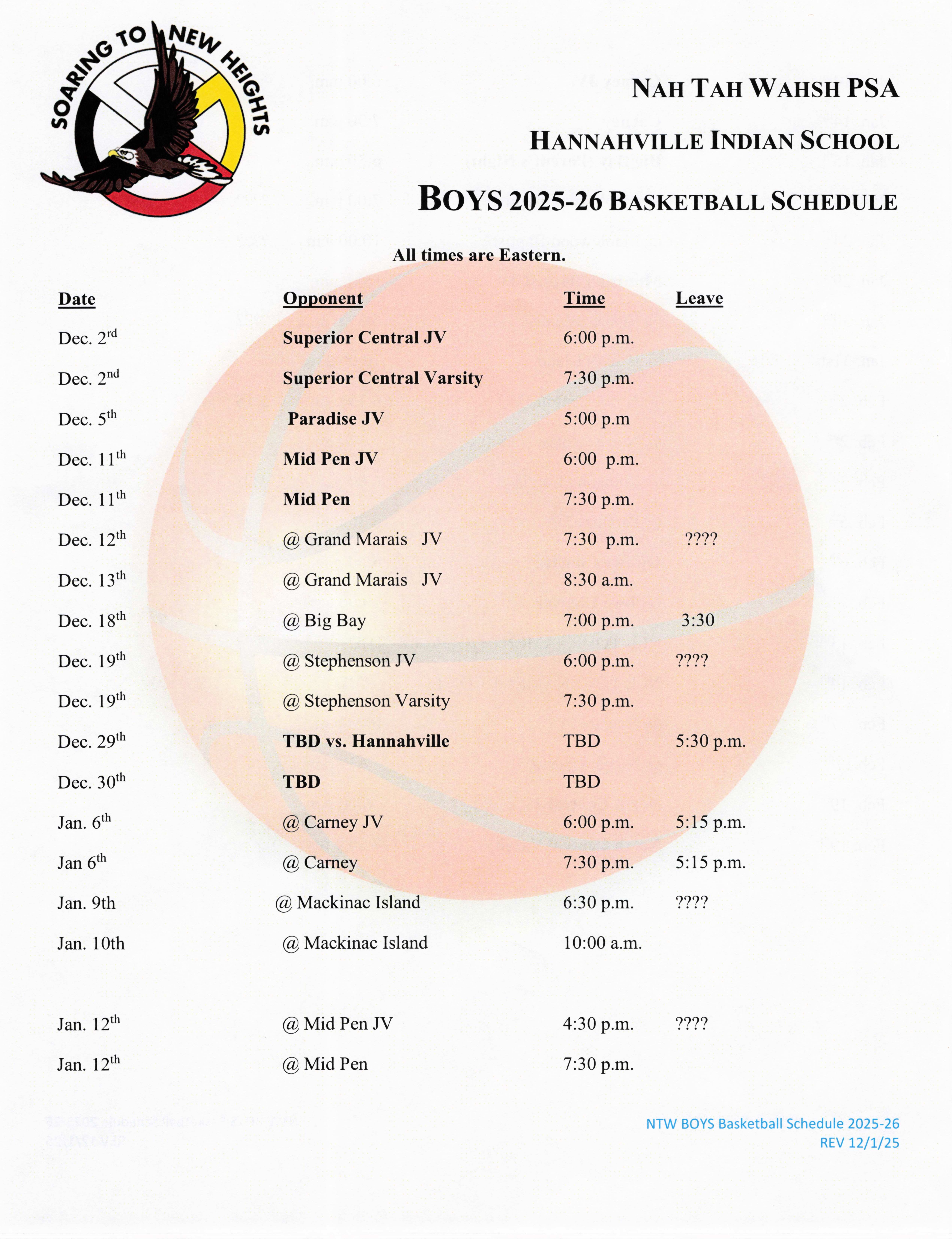 25-26 Boys bball Schedule