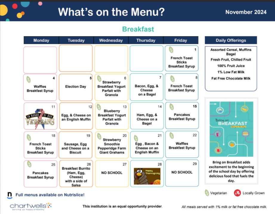 November Breakfast Menu