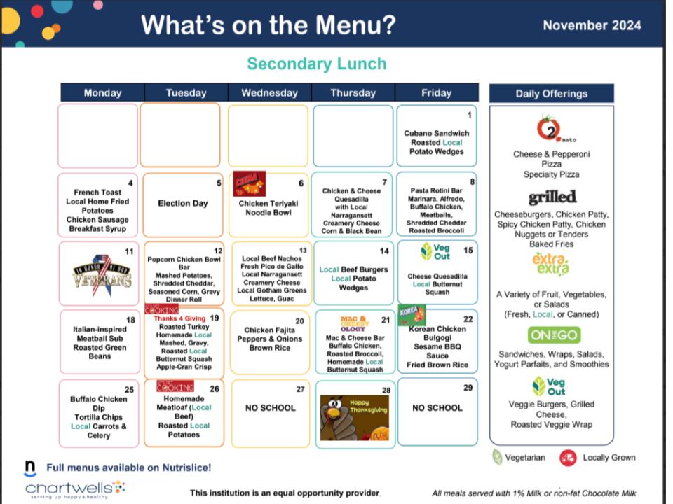 November Lunch Menu