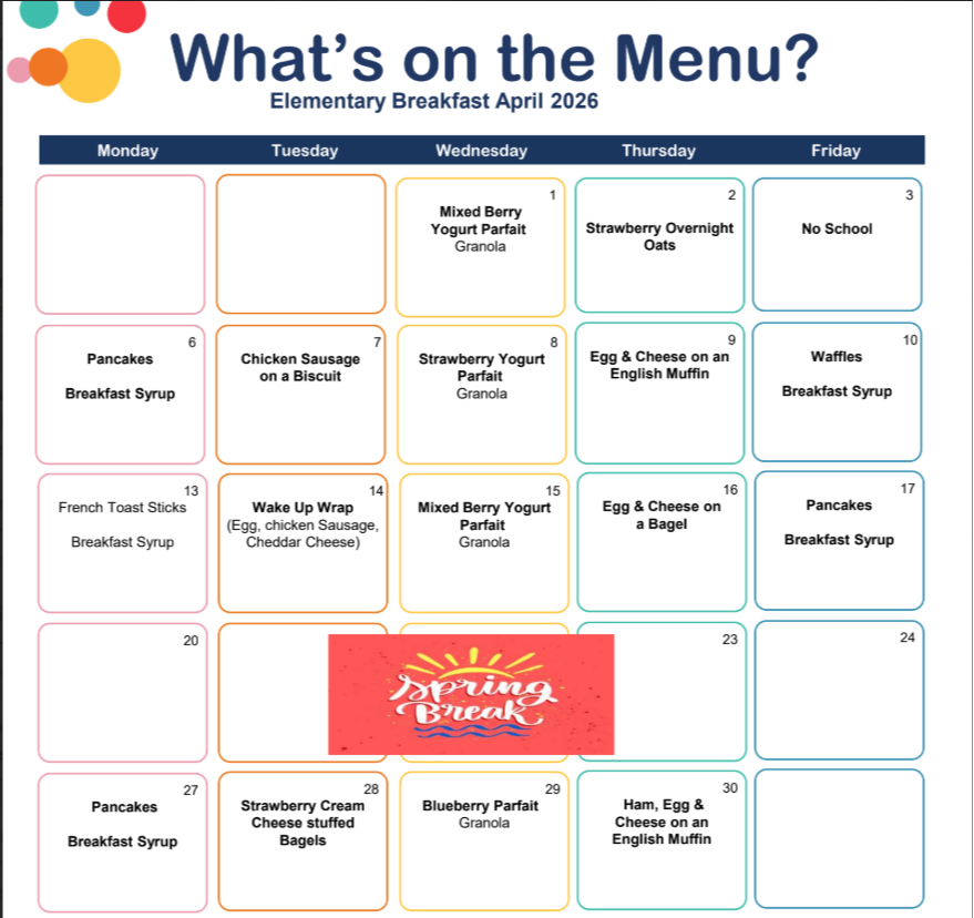 April Breakfast Calendar