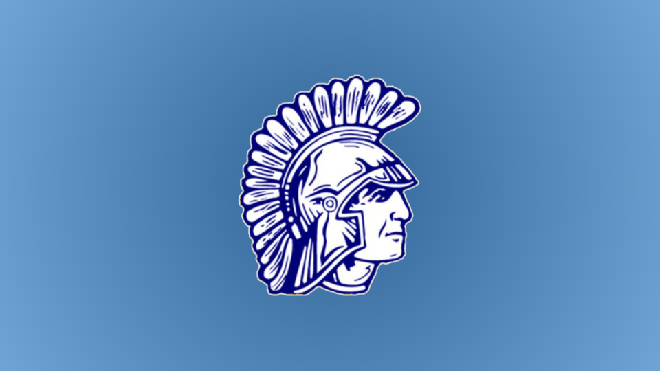 spartan logo on blue background