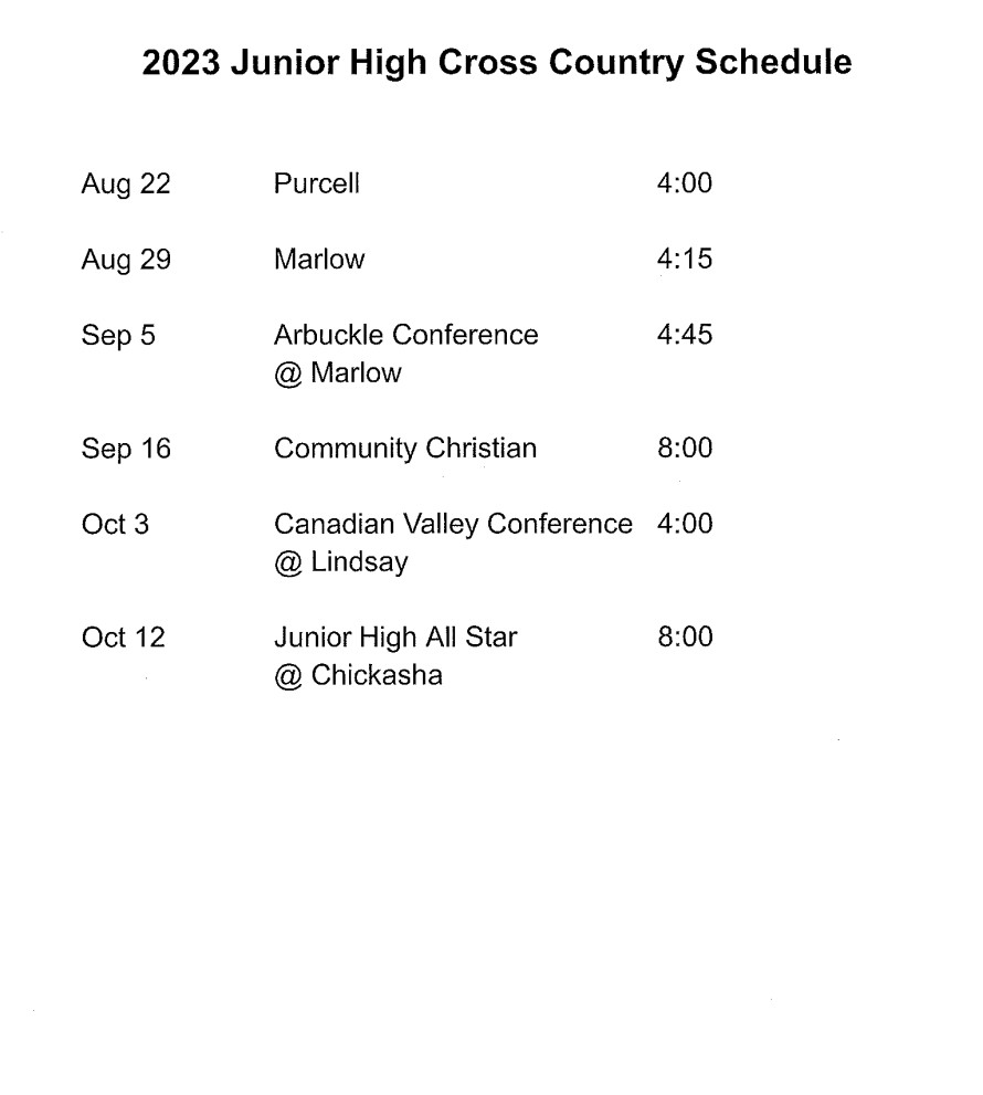 JH CC Schedule 