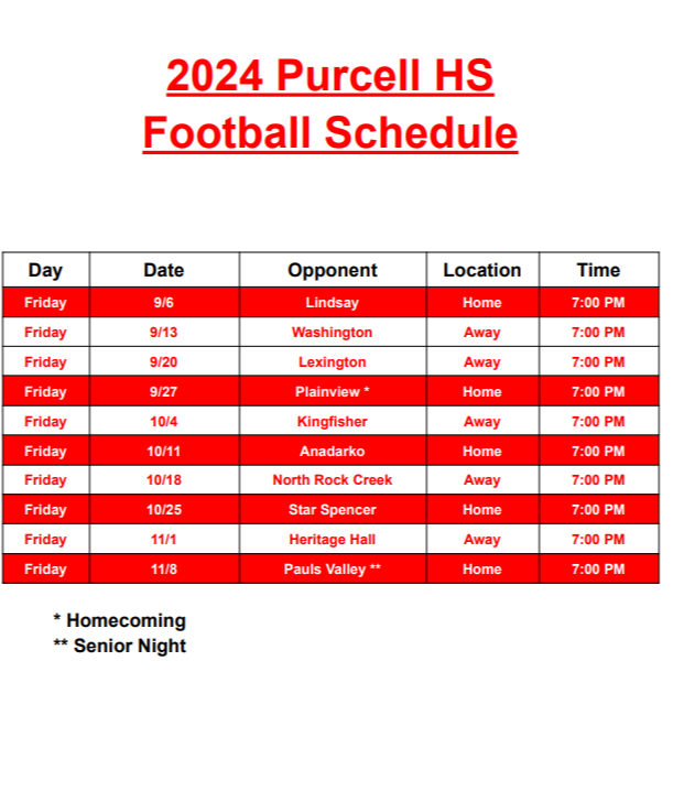 Varsity Schedule