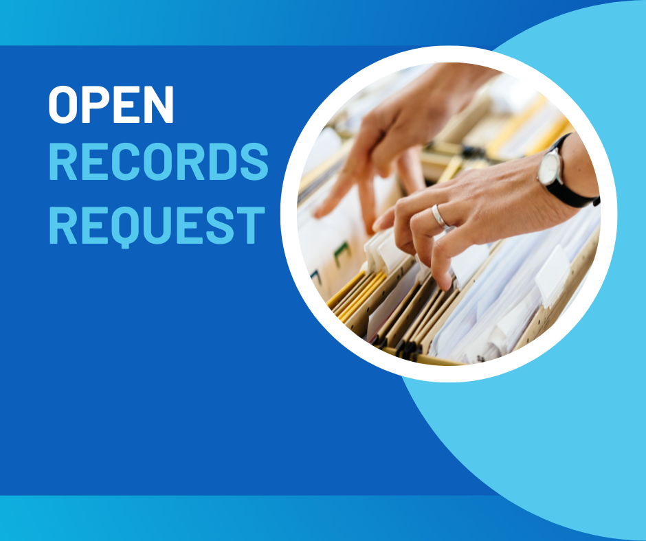 open records request graphic with file folders