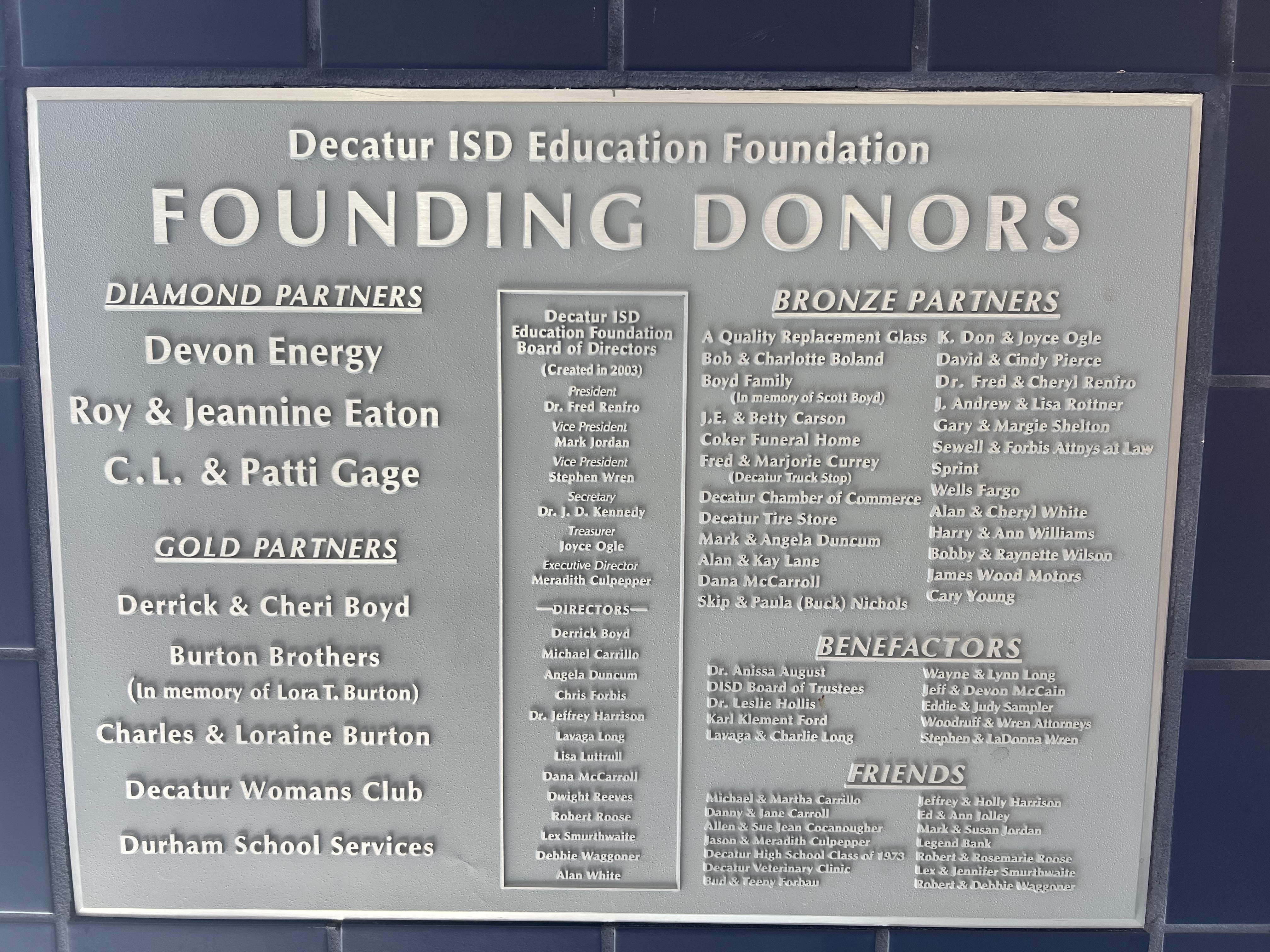founding member plaque