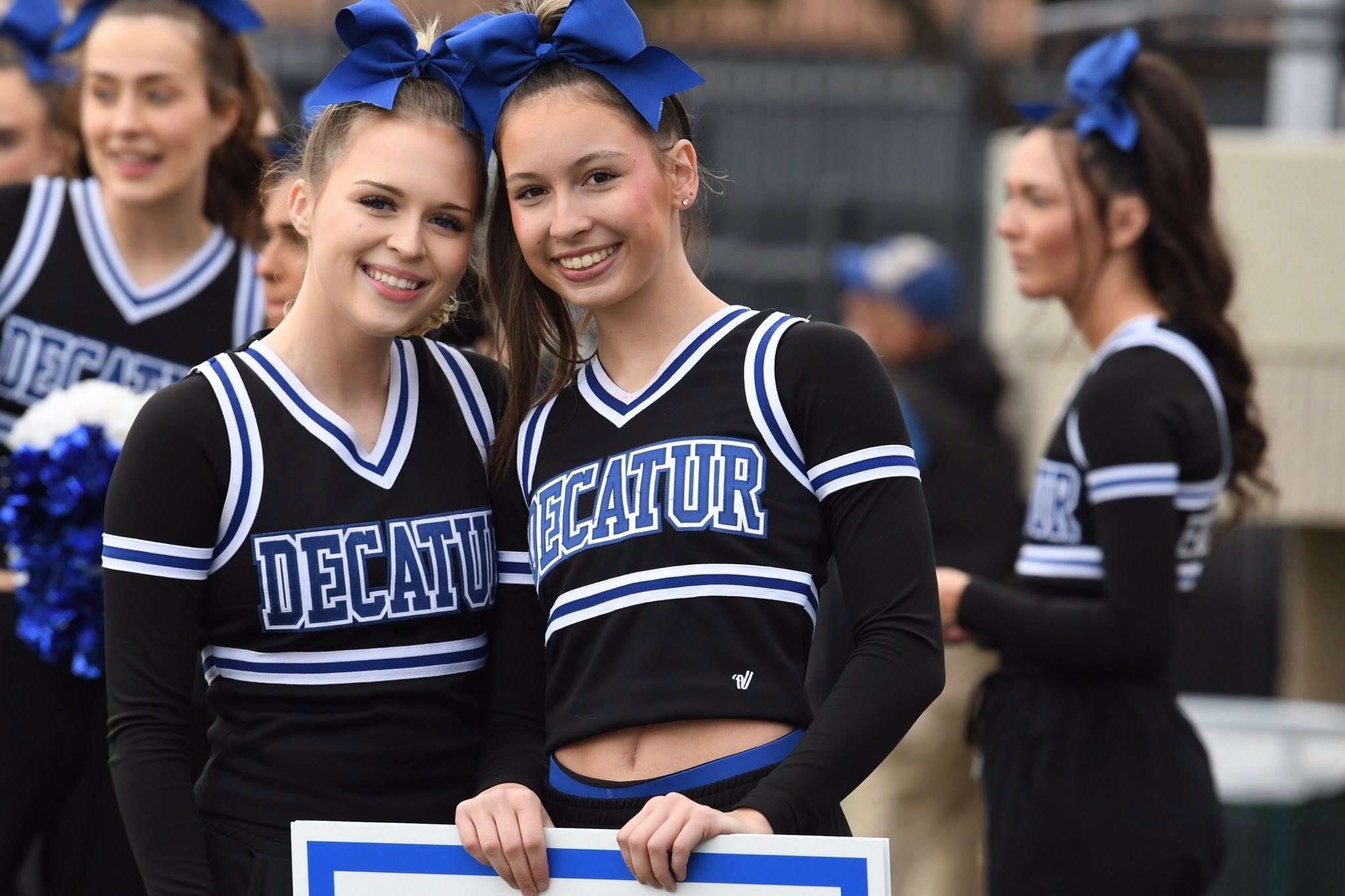 Photo of the Decatur High School band during a marching band performance