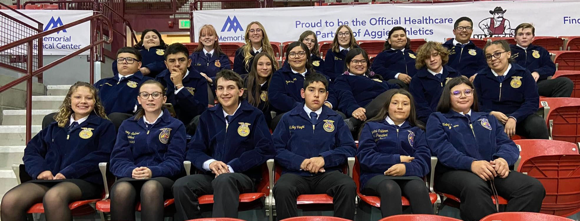 FFA students in gym bleachers