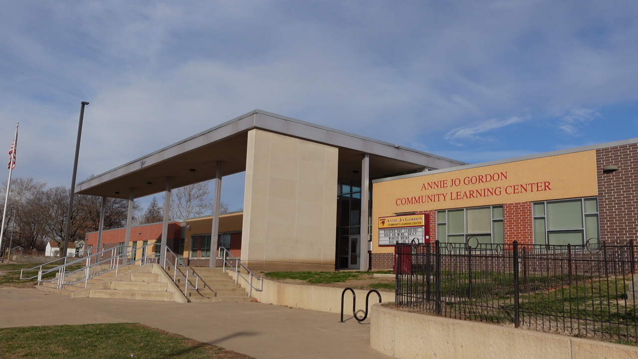 front of school building