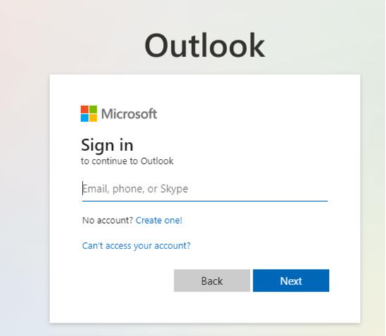 picture of sign-in microsoft screen
