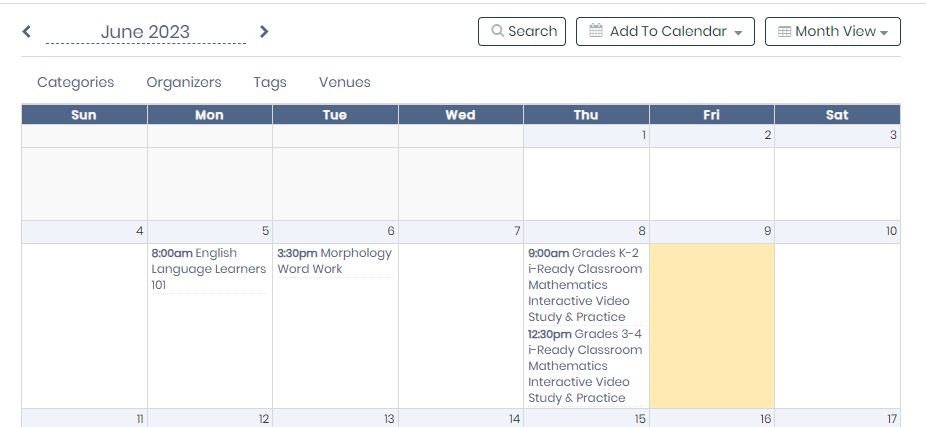 calendar view of PD