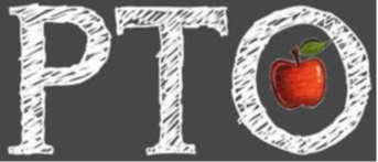 PTO chalkboard font with apple in center of O