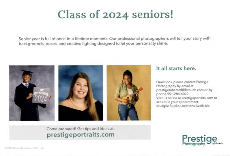 Prestige Class of 2024 Senior Pictures Announcement