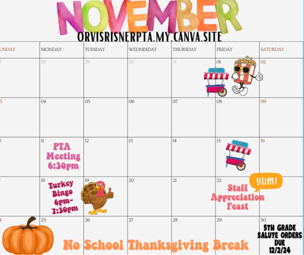 PTA November Calendar