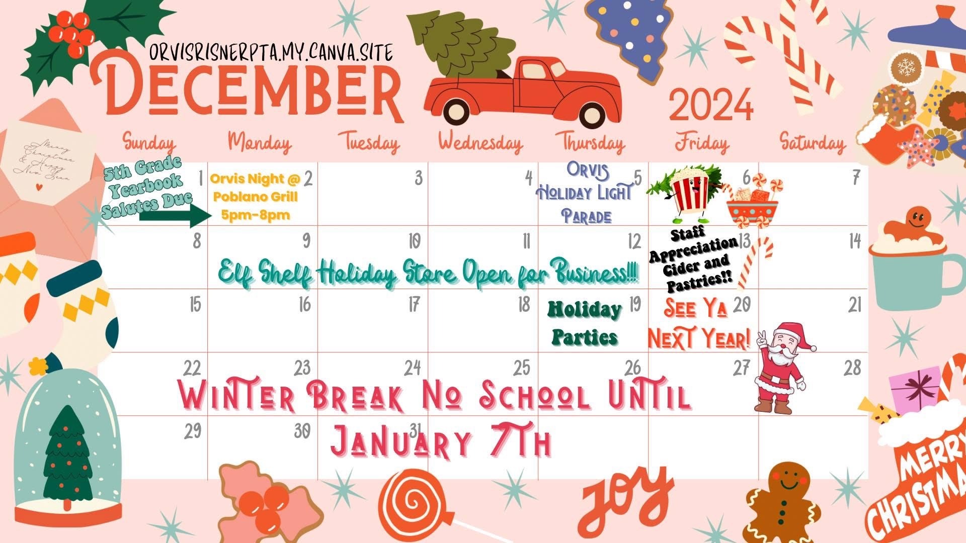 PTA December Calendar