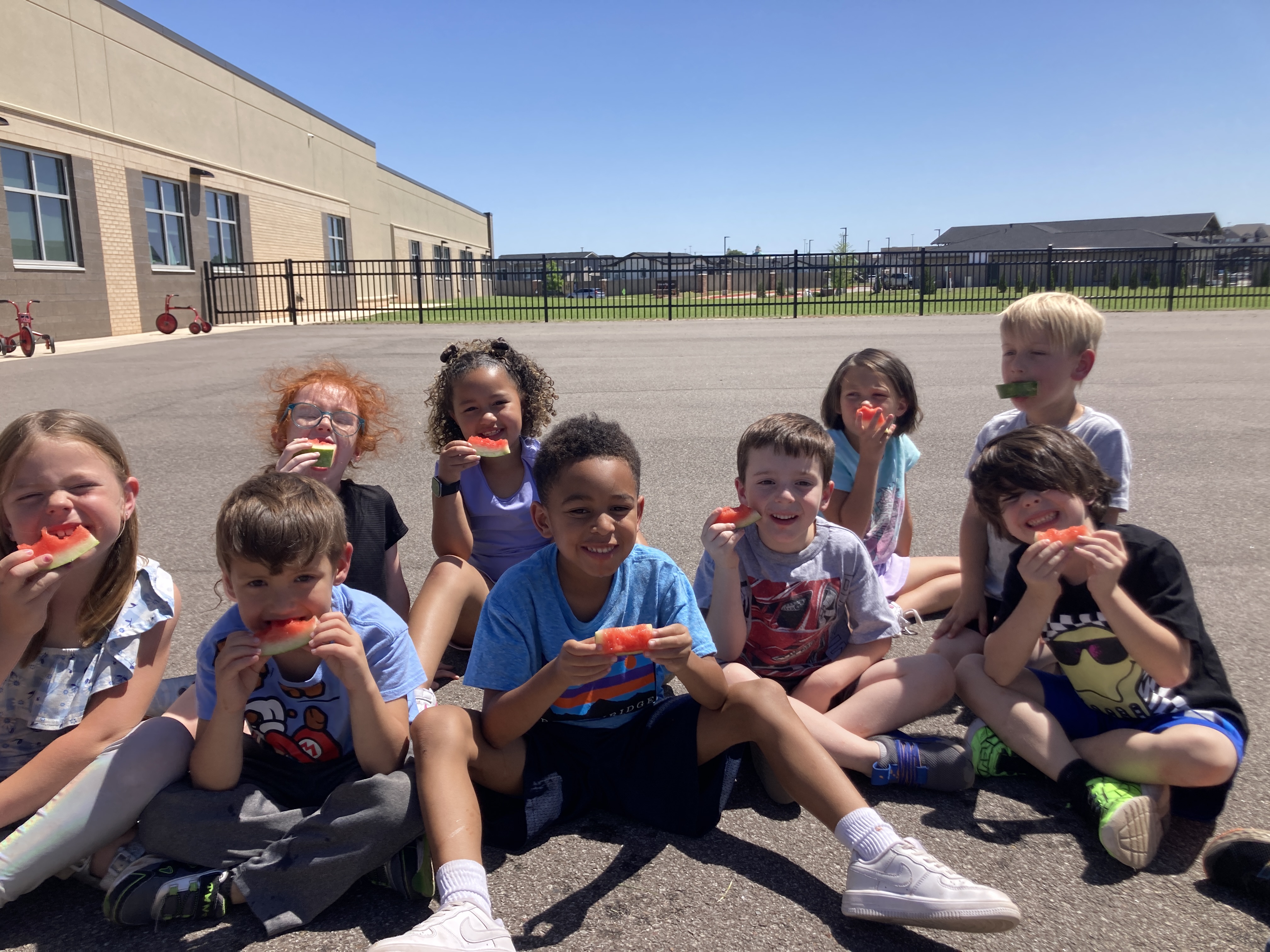 kids eating watermelon