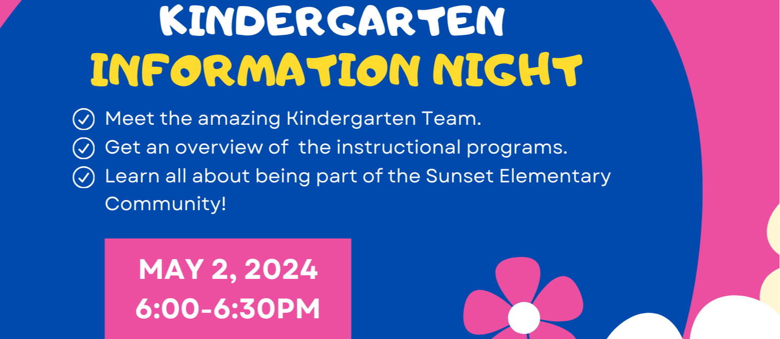 kindergarten night information text and two pictures of kindergarten students