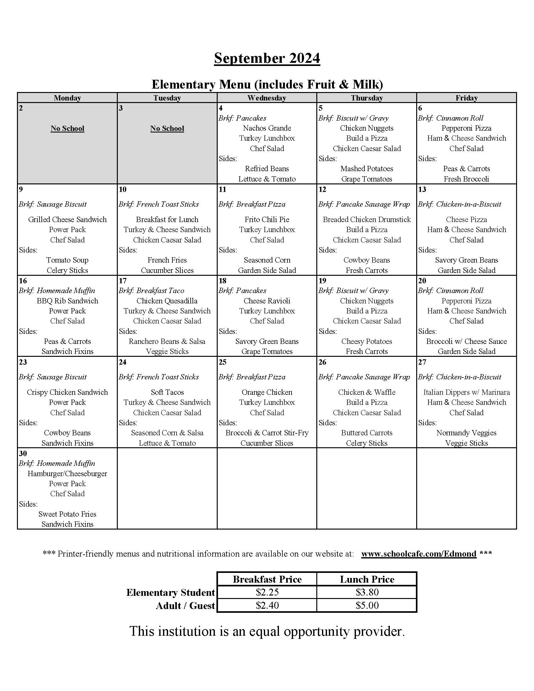 Breakfast Menu