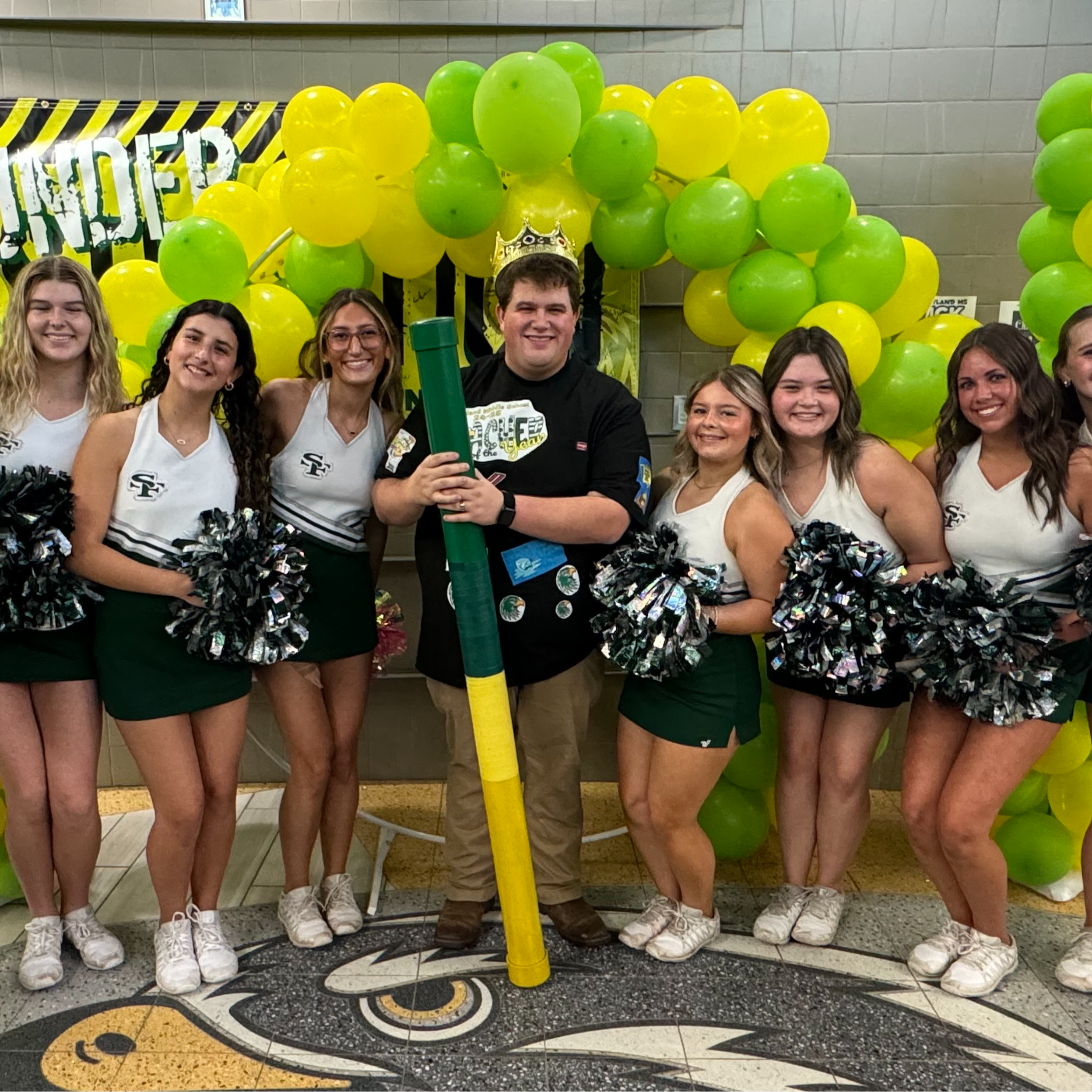 Teacher of the Year with Santa Fe Cheerleaders