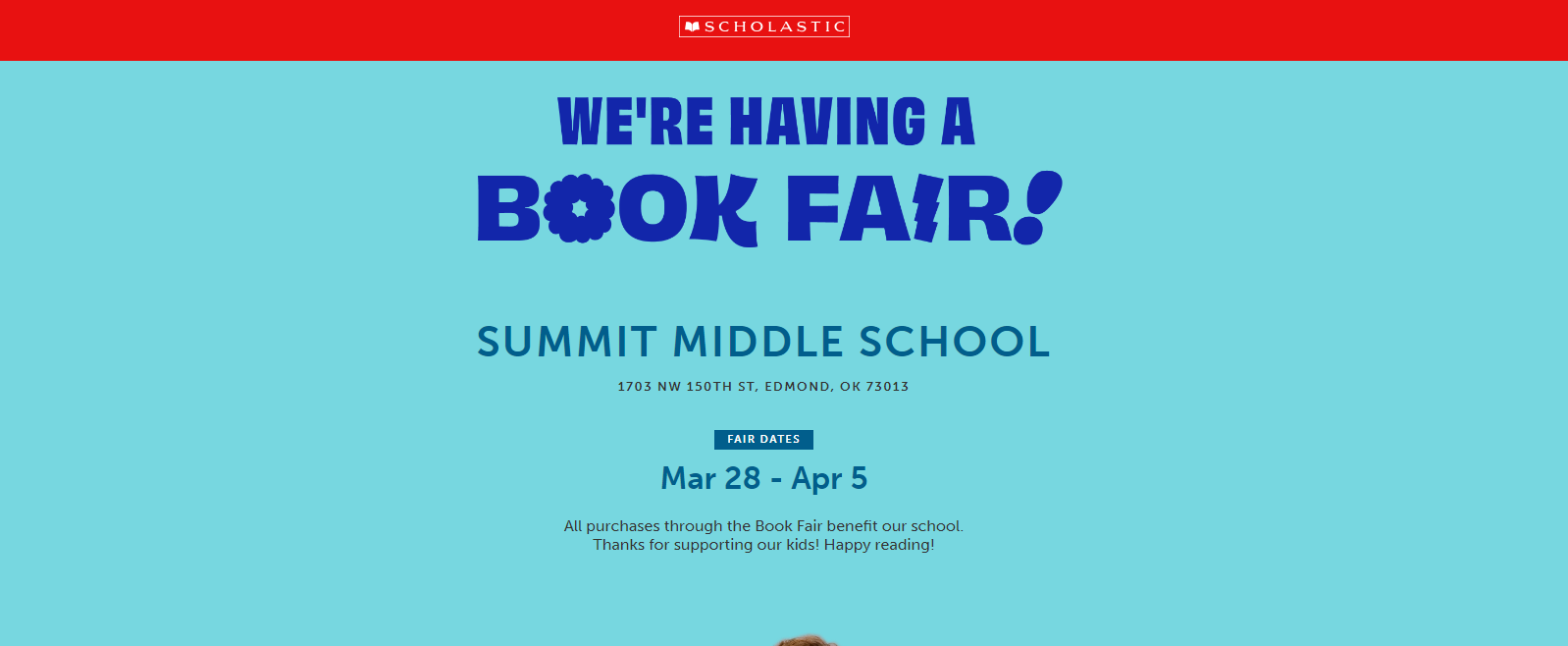 Spring 2024 Book Fair Flyer. The book fair will be from March 28th through April 5th in the Summit library.