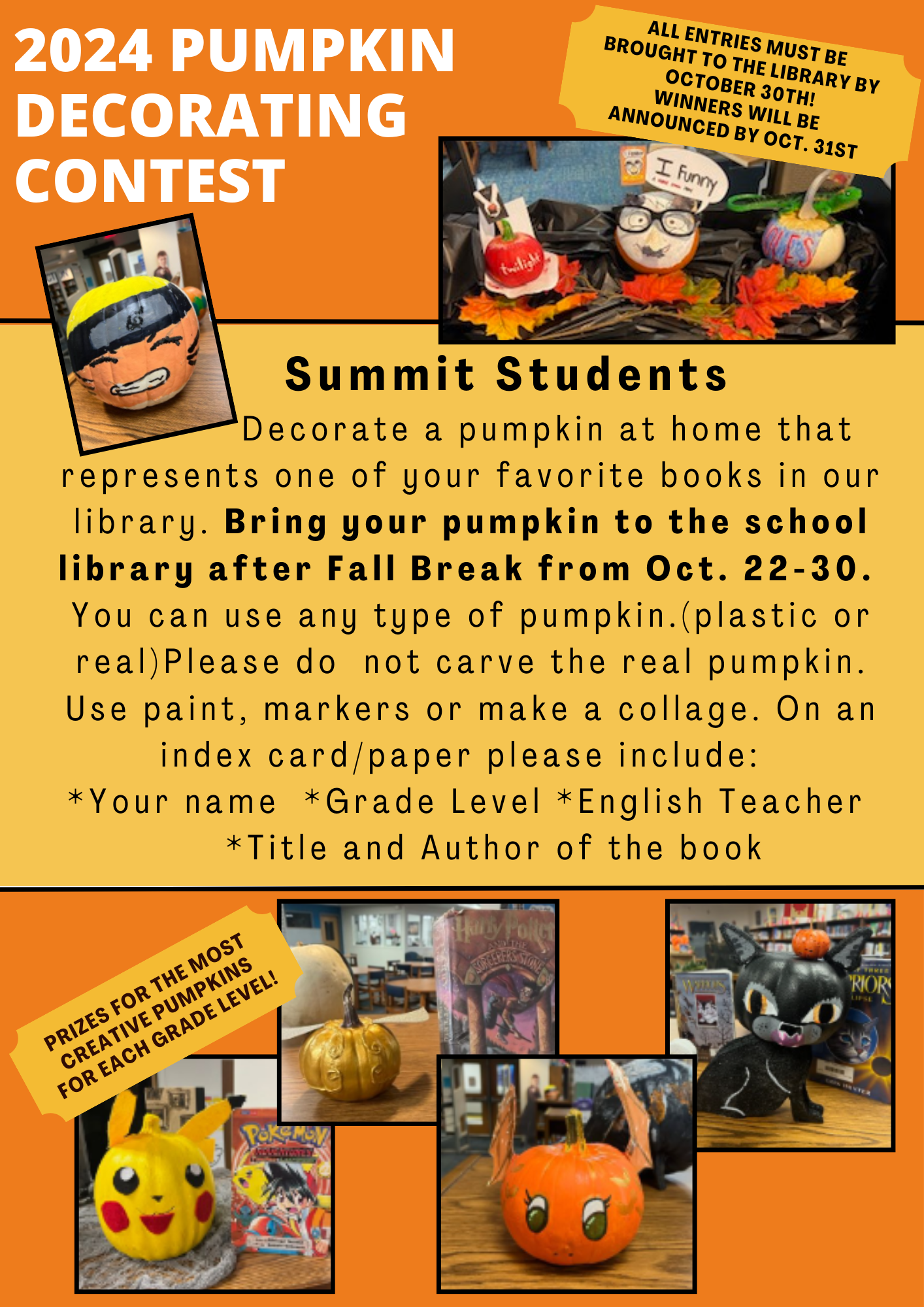 Library Pumpkin Decorating Contest Flyer