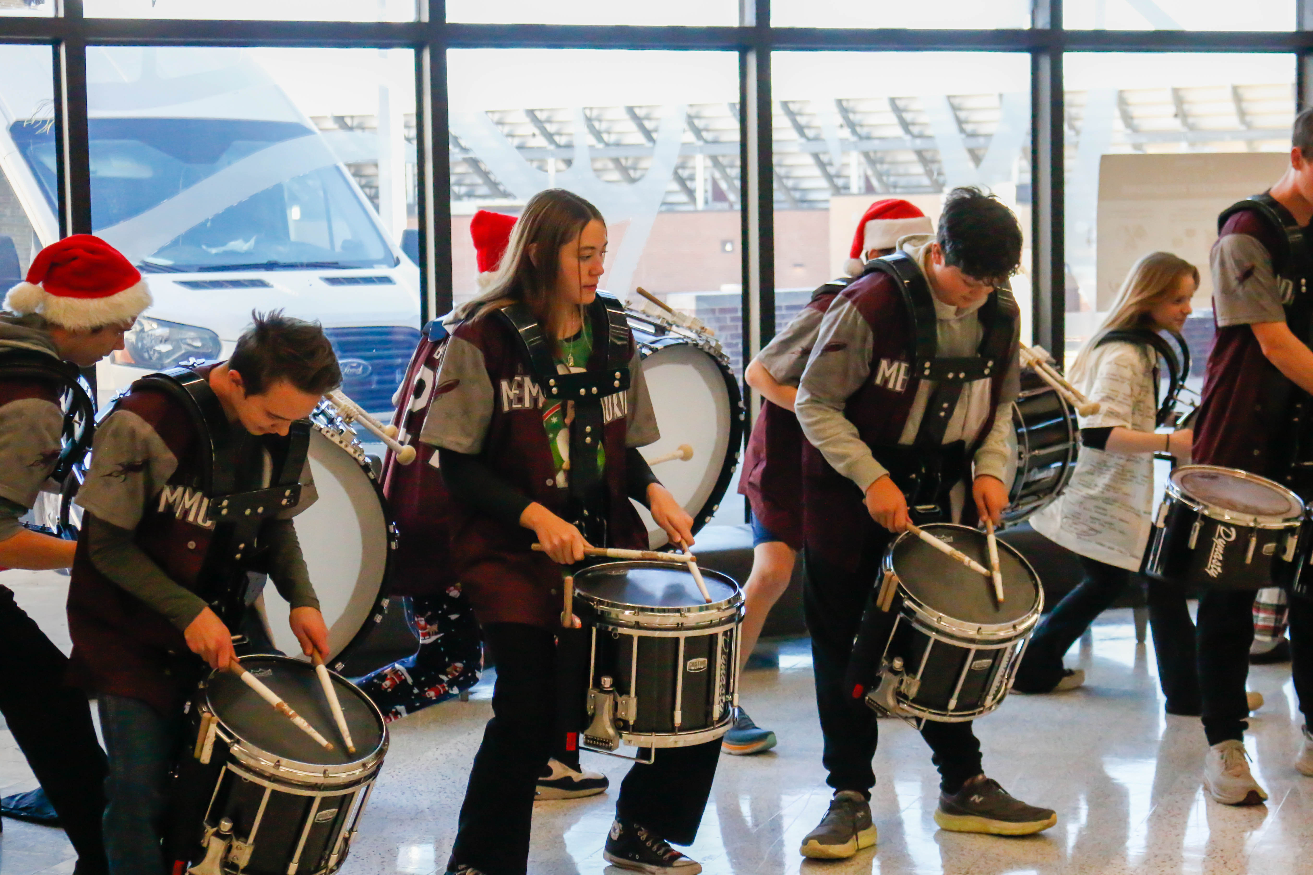 Drumline playing at Winter Wonderham